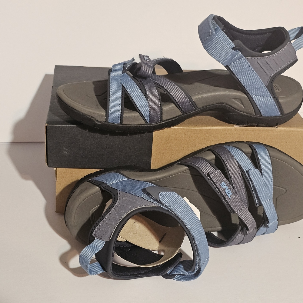 Teva Blue and Gray Outdoor Sandals with Adjustable Straps